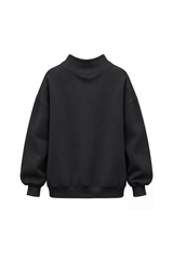 Women's Fall Solid Side-Slit Neckline Mock Neck Sweatshirt