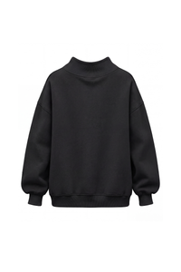 Women's Fall Solid Side-Slit Neckline Mock Neck Sweatshirt