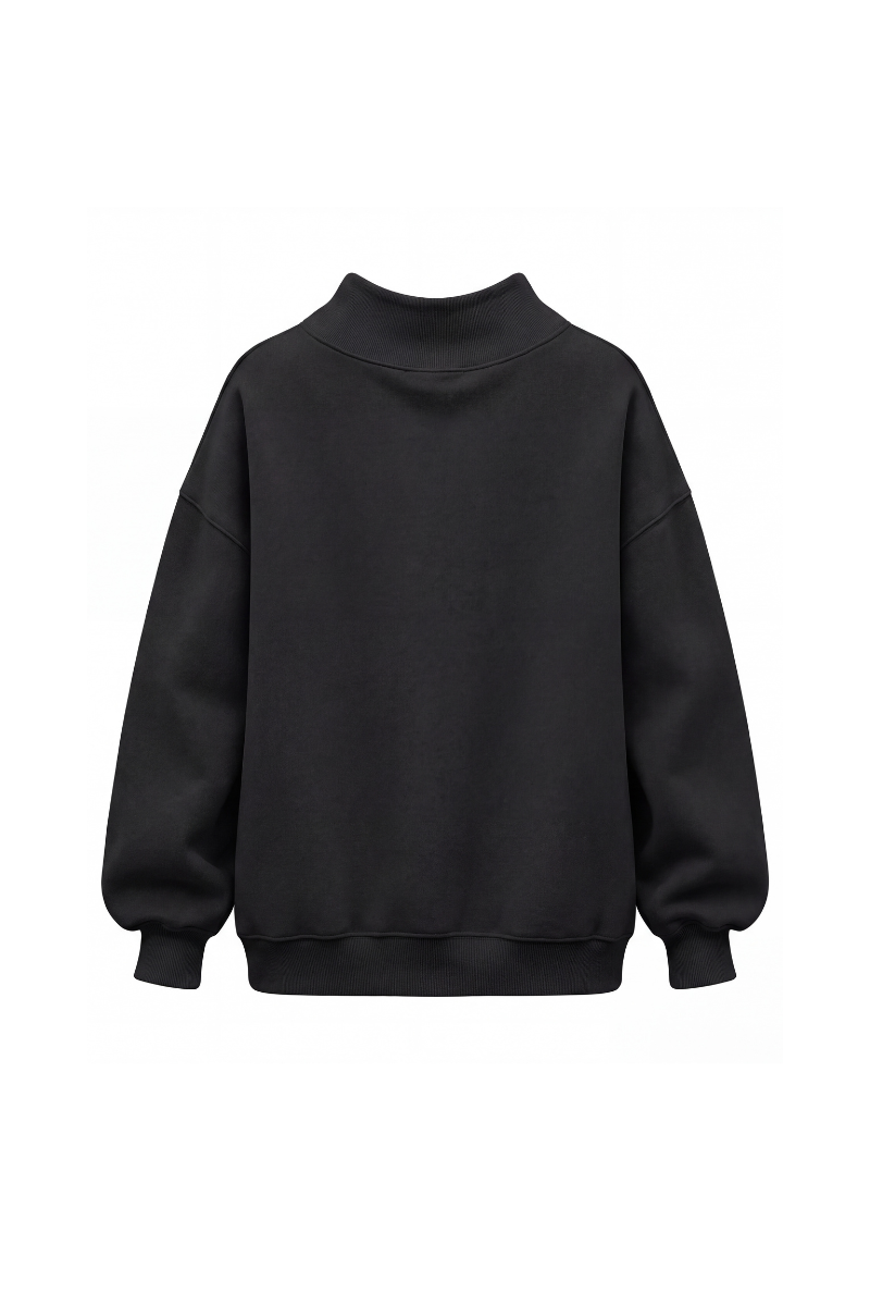 Women's Fall Solid Side-Slit Neckline Mock Neck Sweatshirt