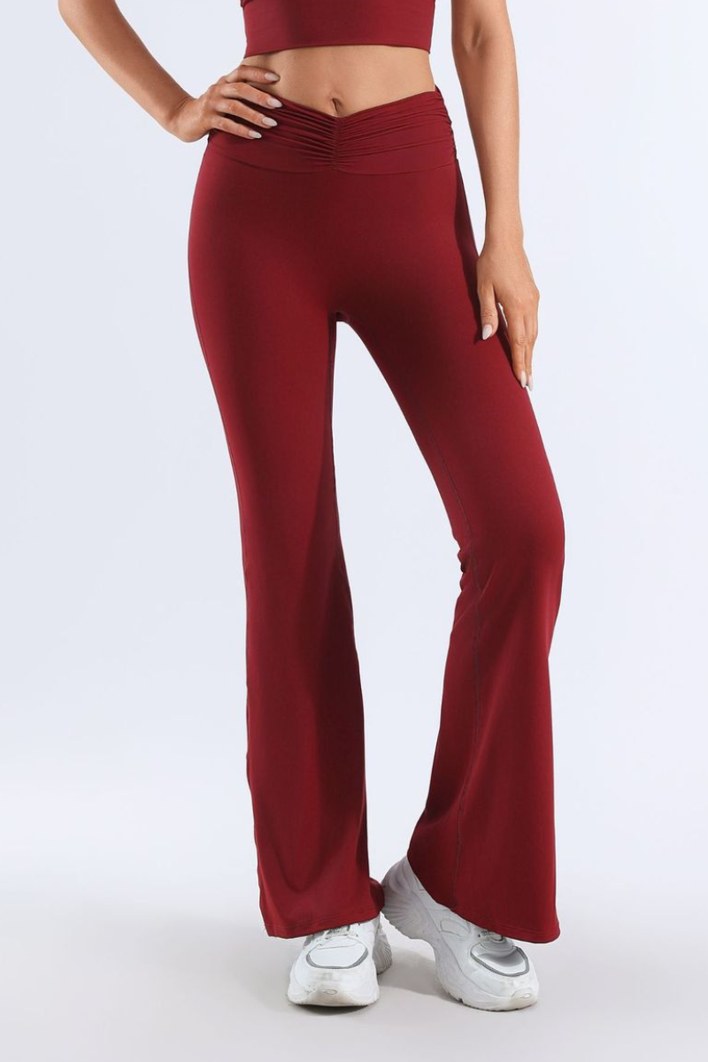 Women's Pleated Waist High-Stretch Yoga Flared Pants