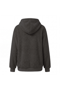 Women's Plush Long-Sleeve Drawstring Hoodie with Pet Pouch
