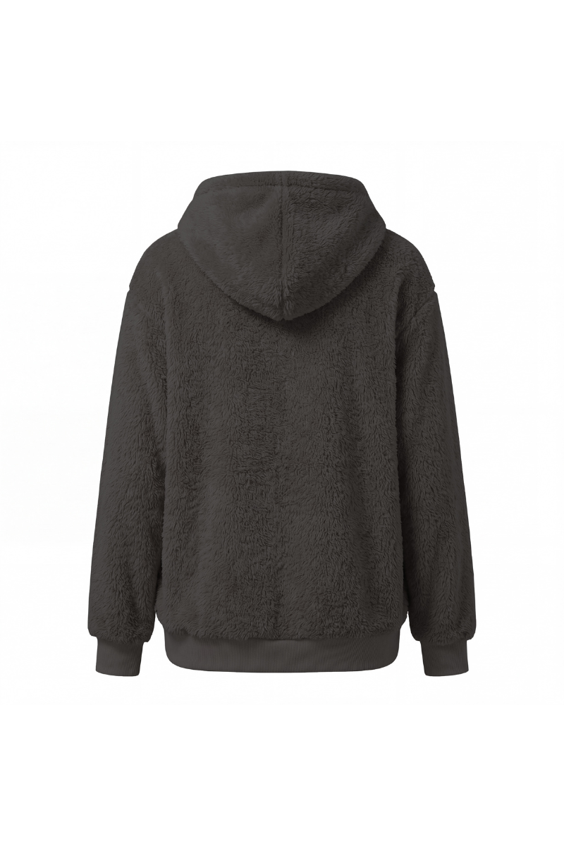 Women's Plush Long-Sleeve Drawstring Hoodie with Pet Pouch