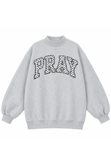 Women's Fall Letter Appliqué Embroidery Mockneck Sweatshirt