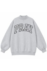 Women's Fall Letter Appliqué Embroidery Mockneck Sweatshirt