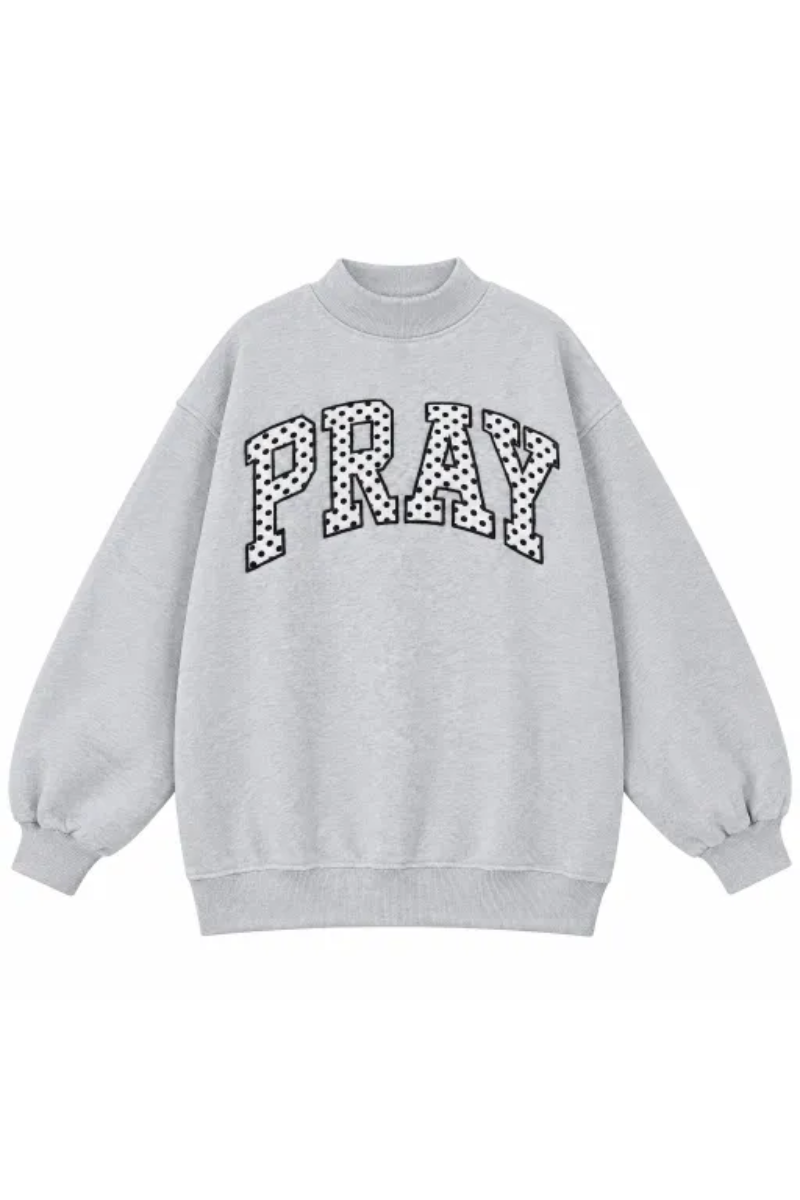Women's Fall Letter Appliqué Embroidery Mockneck Sweatshirt
