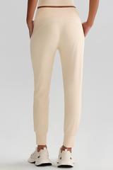 Leisure-style elastic-waist athletic pants