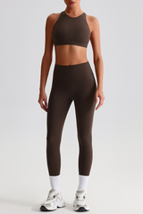 Women's Brushed Mock Neck Bra & Yoga Leggings 2-Piece Set