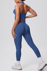 Women's Seamless Set:Halterneck Bra And High Waist Leggings