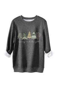 Women's Fall Christmas Tree Print Crew Neck Sweatshirt