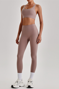 Women's Wide Strap Sports Bra & No Front Seam Leggings Set