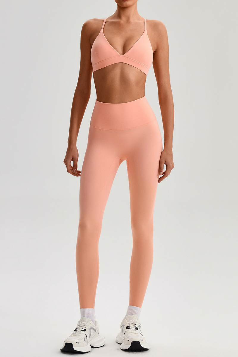 Women's Yoga Sets:Triangle Cup Bra & No Front Seam Leggings