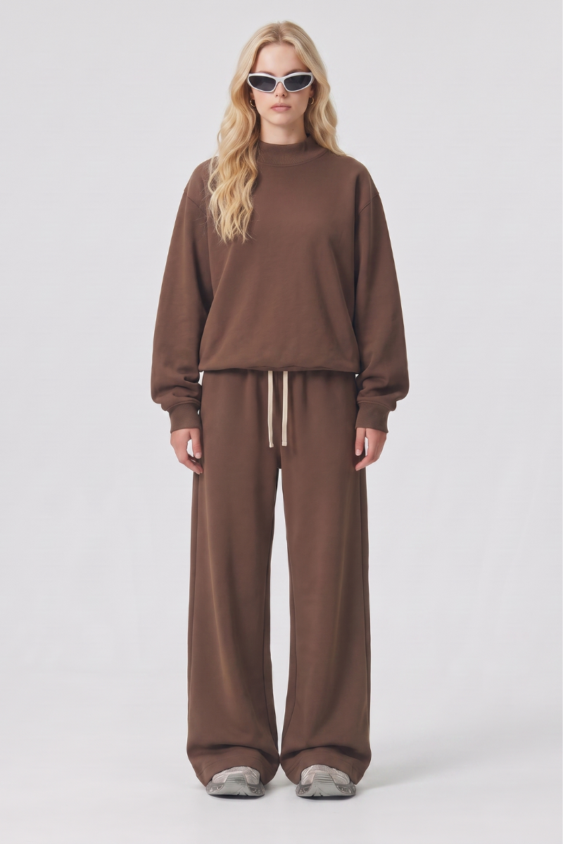 Unisex Fall Fleece Mock Neck Sweatshirt and Sweatpants Sets