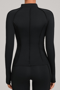 Collared, zippered long-sleeve outer jacket