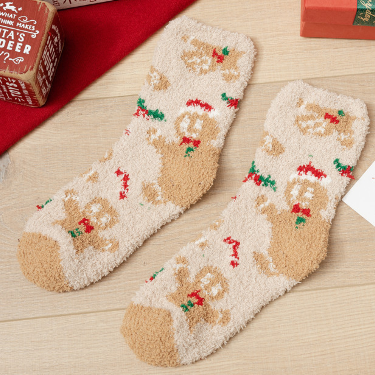 Women's Multicolor Christmas Gift Coral Fleece Socks