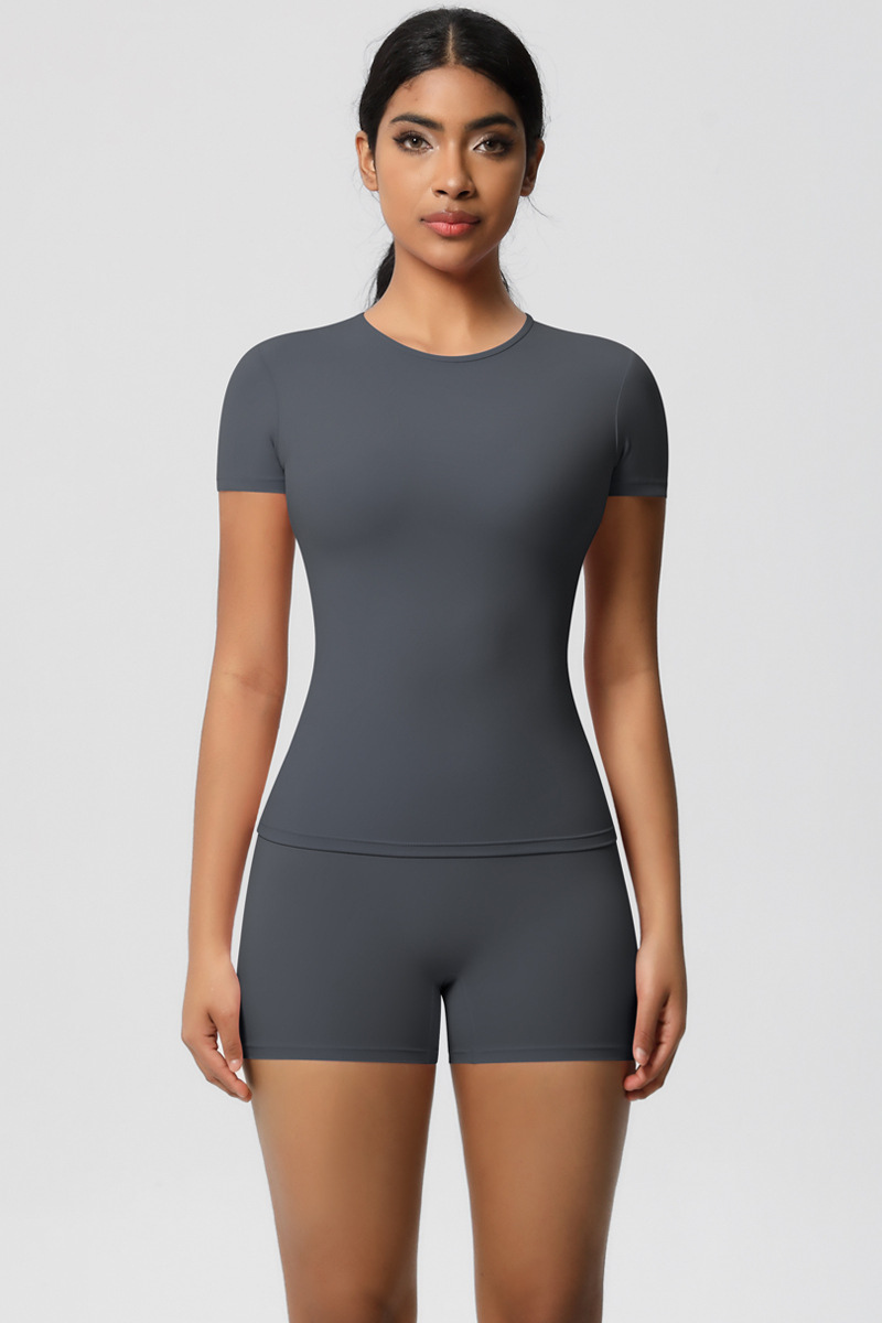 Women Yoga Set: Quick Dry Breathable Short Sleeve + Shorts