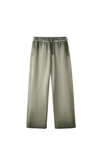Unisex Fall 100% Cotton Washed Gradient Wide Leg Pants