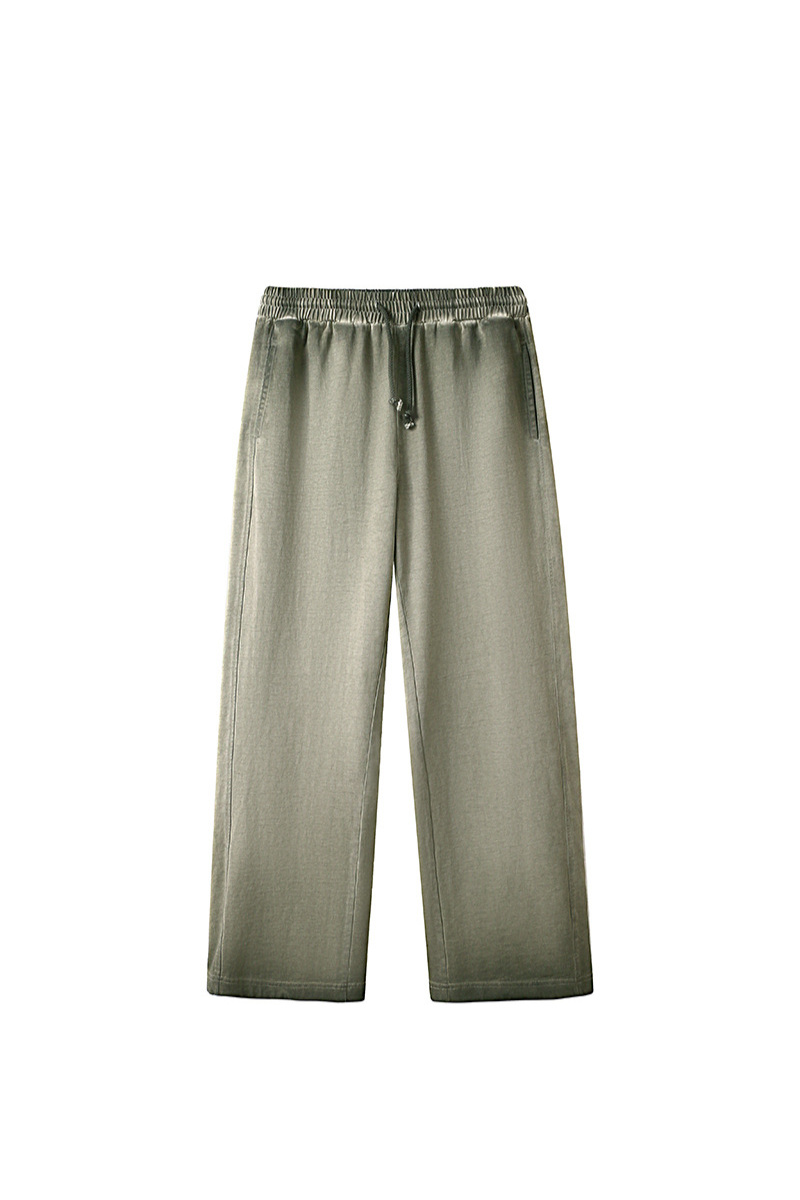 Unisex Fall 100% Cotton Washed Gradient Wide Leg Pants