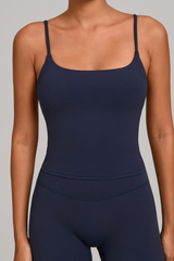 Women's Athletic Thin Straps U-Neck Slim Fit Yoga Tank Top