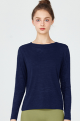 Women's Back Split Tie Lightweight Sheer Long Sleeve T-shirt