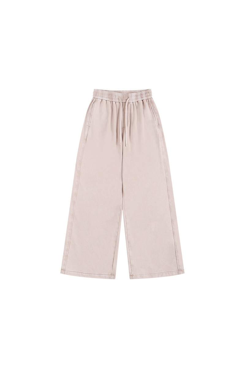 Unisex Fall Washed Adjustable Drawstring Hem Sweatpants