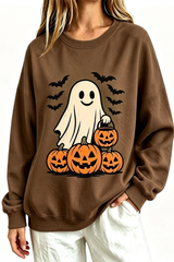 Women's Fall Halloween Spooky Ghost Pumpkin Sweatshirt