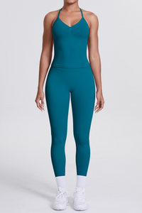 High-Waist Seamless Yoga Set - Halter Neck, Quick-Dry Fitness Outfit