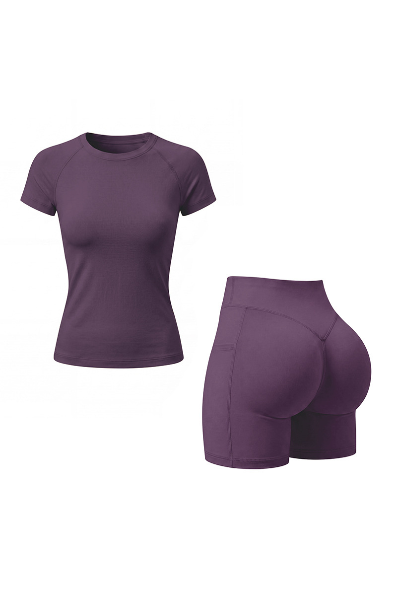 Women's Cropped T-shirt And High Waist Side Pocket Yoga Set