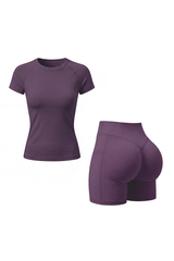Women's Cropped T-shirt And High Waist Side Pocket Yoga Set