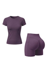 Women's Cropped T-shirt And High Waist Side Pocket Yoga Set