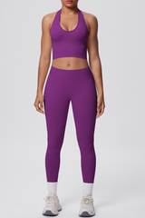 Women's Seamless Set:Halterneck Bra And High Waist Leggings
