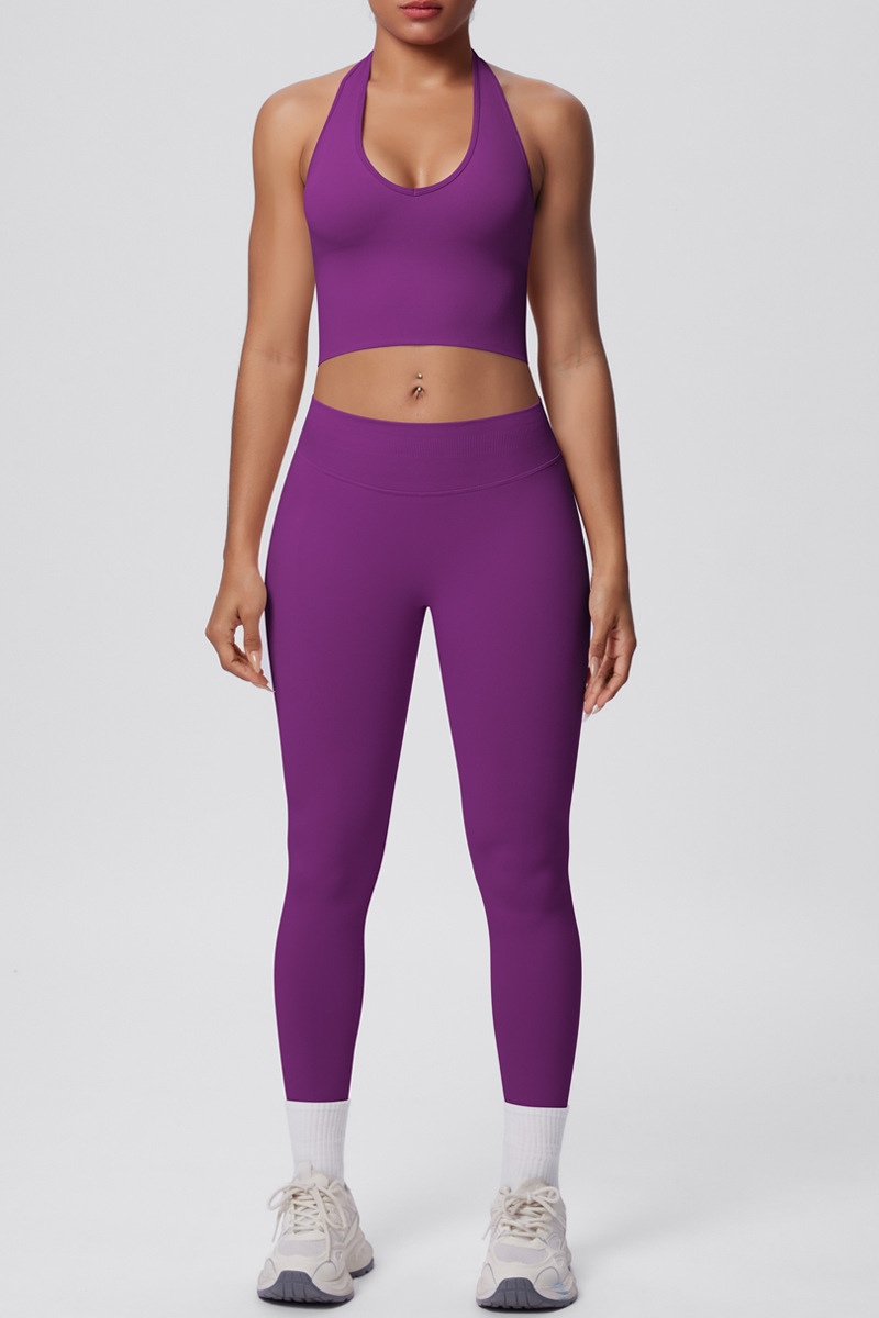 Women's Seamless Set:Halterneck Bra And High Waist Leggings