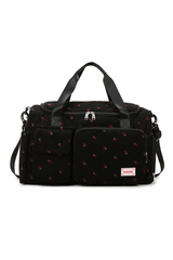 Strawberry Print Corduroy Multi-Pocket Travel Duffel Bag