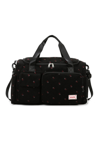 Strawberry Print Corduroy Multi-Pocket Travel Duffel Bag