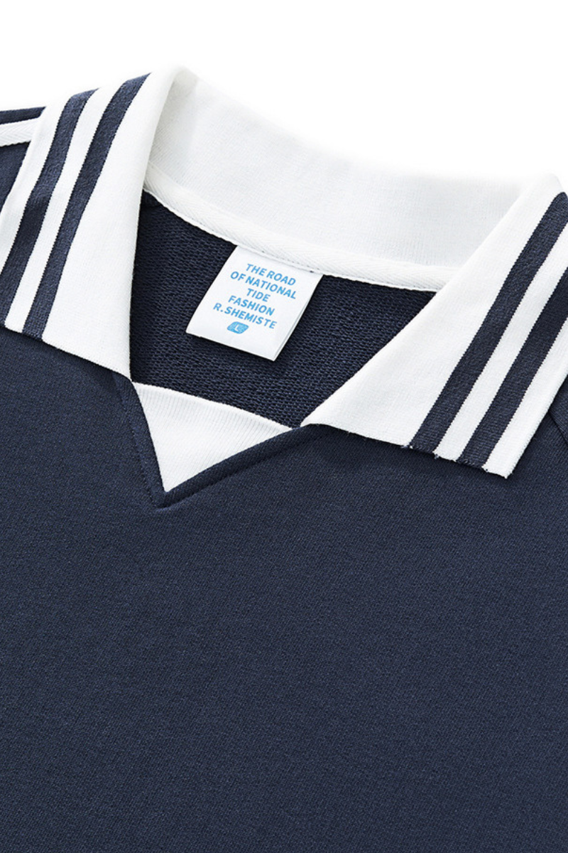 Unisex Preppy Fall 100% Cotton Side Striped Trim Sweatshirt
