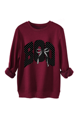 Women's Fall Boo Graphic Polka Dot Print Halloween Pullover