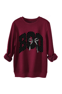 Women's Fall Boo Graphic Polka Dot Print Halloween Pullover