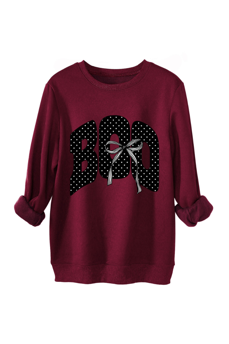 Women's Fall Boo Graphic Polka Dot Print Halloween Pullover