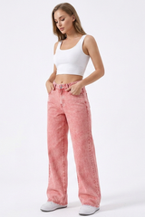 Women's High-Waisted Vintage Washed Baggy Wide-Leg Jeans