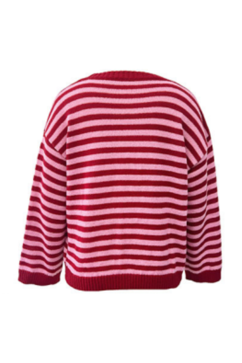 Women's Fall/Winter Knit Striped Knit Color Block Sweater