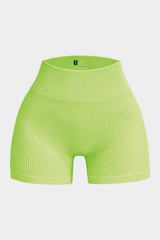 Women's Seamless Ribbed High-Waisted Biker Yoga Shorts