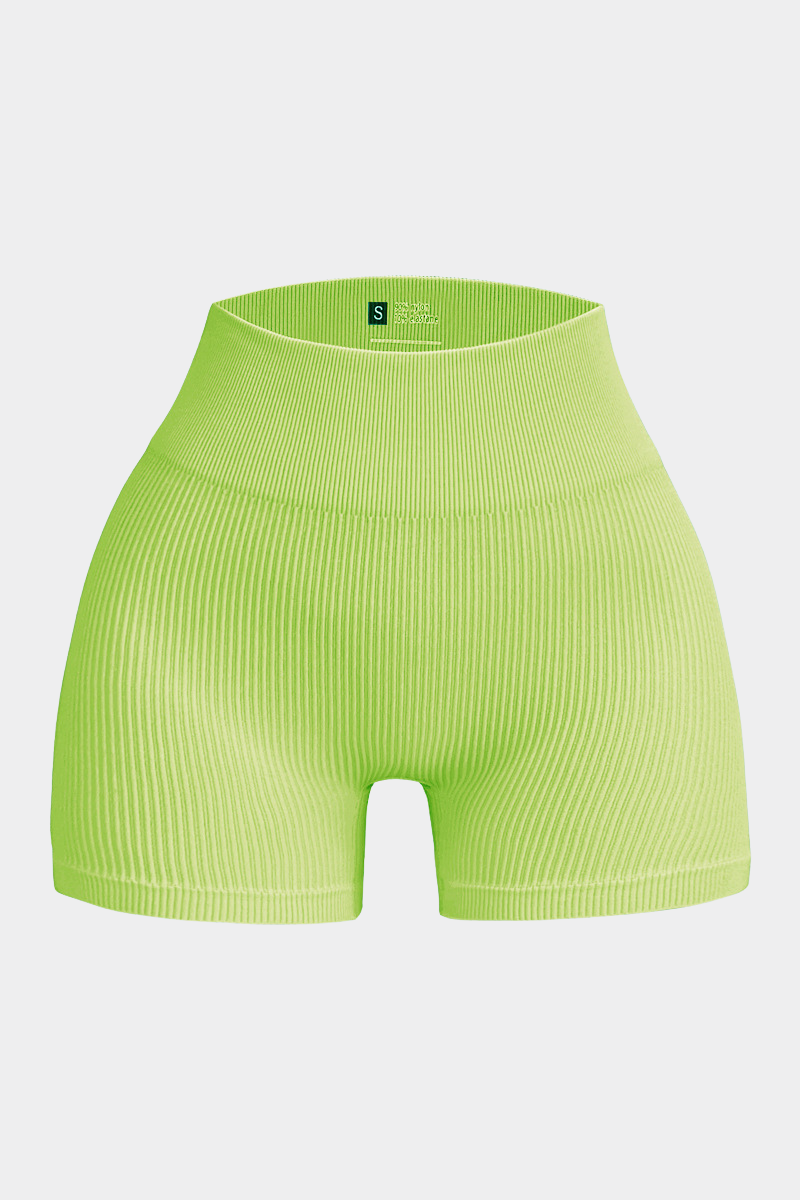 Women's Seamless Ribbed High-Waisted Biker Yoga Shorts