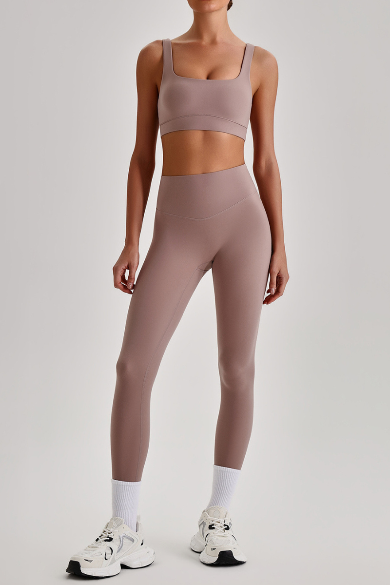 Women's Wide Strap U-neck Bra & High Waist Yoga Leggings Set