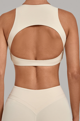 Women's High Neck Padded Racerback Cropped Sports Bra