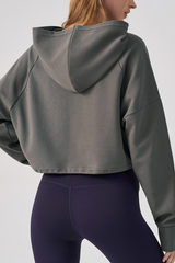 Women's Fall/Winter Drawstring Cropped Finger Cuffs Hoodie