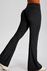 Women's Athletic Solid Pleated Buttocks Lift Flare Pants