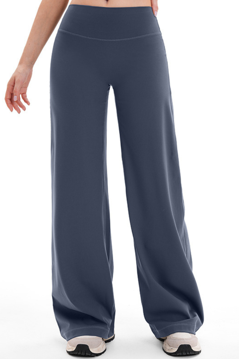 Women's High Waist V-Seam Butt Lifting Draped Wide Leg Pants