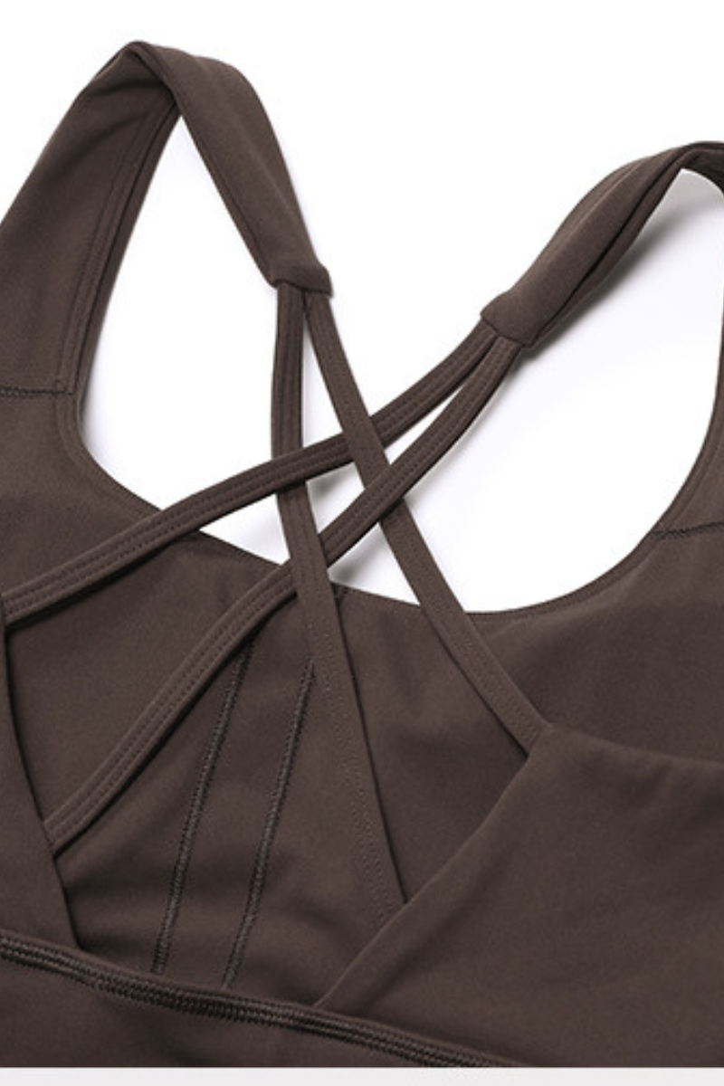 Women's Brushed Cross Back Bra & Flared Pants Yoga Set