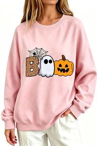 Women's Fall BOO Letter Print Graphic Halloween Sweatshirt