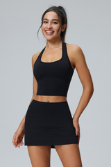 Women's Halter Vest & Tennis Skirt Two-Piece Set