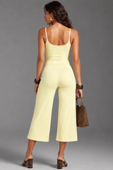Women'sThin Strap Tank Top And Wide-Leg Capri Pants Sets